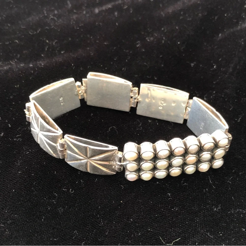 Vintage Pearl & 925 Silver Bracelet